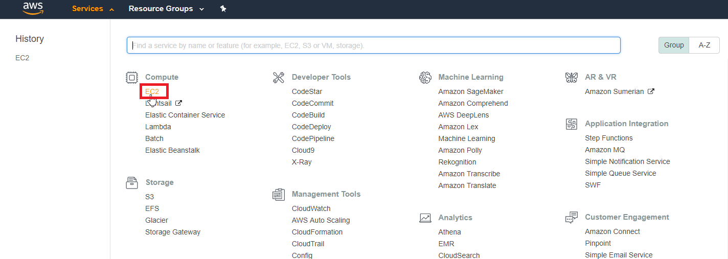 AWS Menu EC2